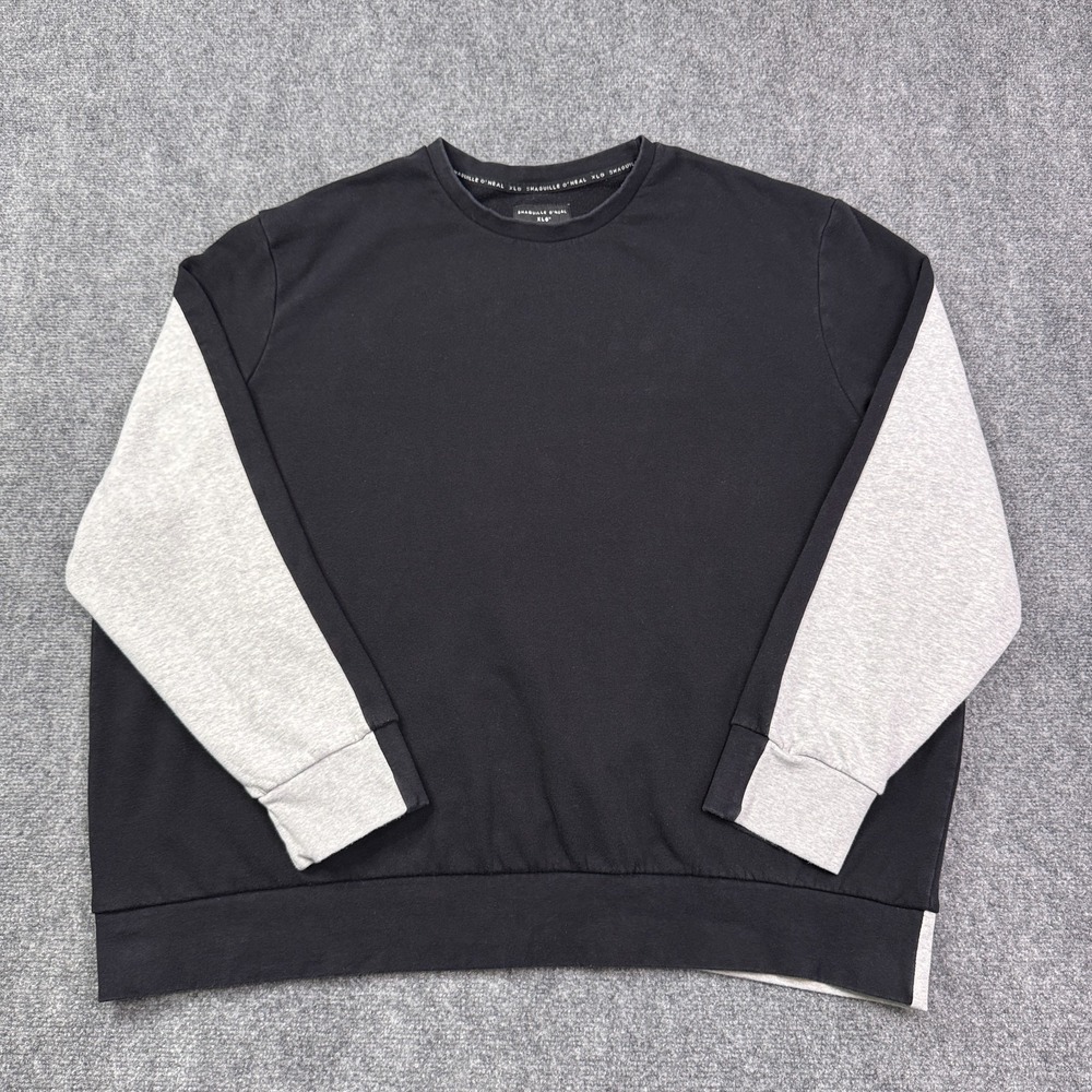 Shaquille O'Neal Mens 3XL XLG‎ Crewneck Sweatshirt Black Gray Colorblock BT